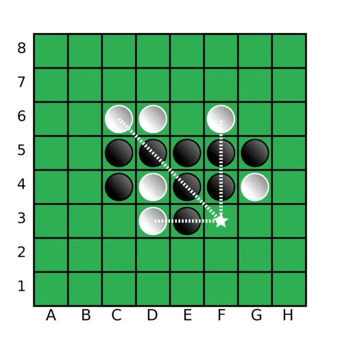 Othello board in the middle of a game